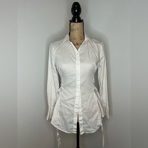 VENUS Women Lace Corset Side Fitted Button Long Sleeve Top